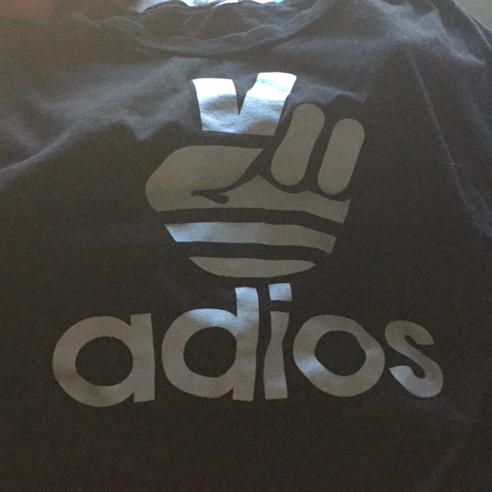 Adidas looking “Adios” shirt